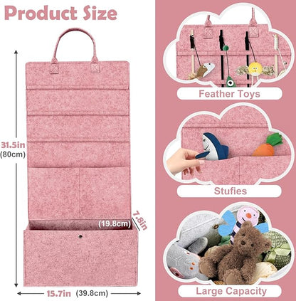 5-Layer Cat Wand Toy Storage Bag, 31.6in Multifunction Pet Toy Storage Hanging Bag