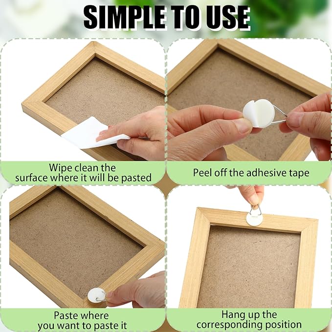 Wenqik 65 Pcs Adhesive Picture Hanger Foamboard Picture Hanging Hooks Without Nails Plastic Sticky Photo Hooks for Home Wall Art Photo Frame Bathroom Closet (Round,Square)