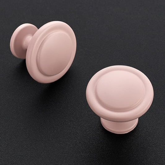 Ravinte 5 Pack 1-1/4 Inch Kitchen Cabinet Knobs Pink Frosted Zinc Pulls Door Handles for Dresser Drawers