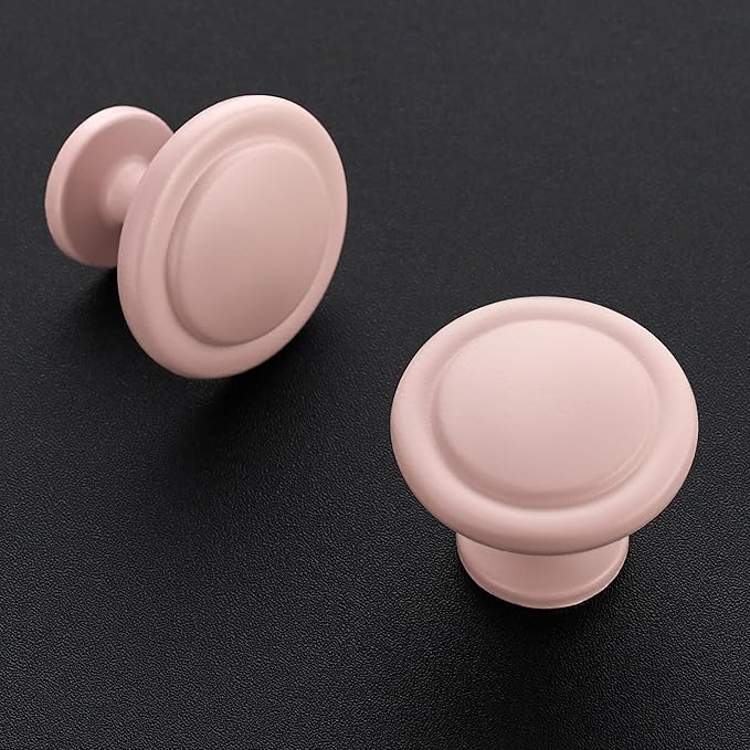 Ravinte 50 Pack 1-1/4 inch Kitchen Cabinet Knobs Drawer Knobs Dresser Knobs Pink Frosted Zinc Knobs Drawer Pulls Door Knobs Dresser Drawer Handles Knobs for Dresser Drawers