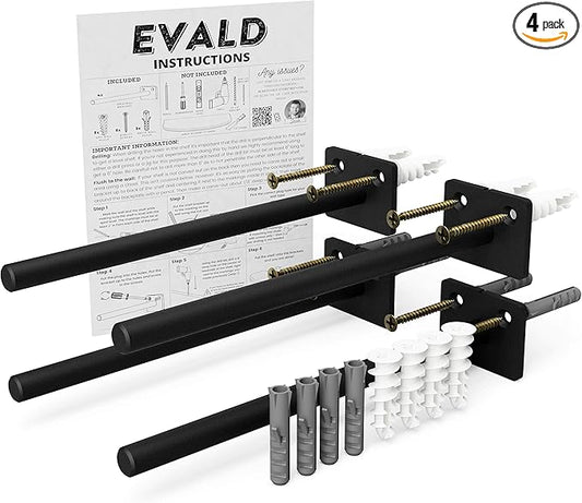 EVALD Standard Floating Shelf Bracket | 8-inch Brackets for Shelves with Anchors and Screws | Invisible Shelf Supports for Home and Office Decor | Suitable for Fireplace Various Wall Types (8 Inch)