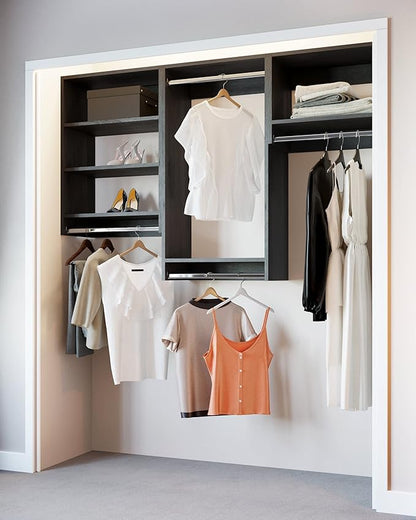 Closet Kit with Hanging Rods - Corner Closet System - Closet Shelves - Closet Organizers and Storage Shelves (Grey, 78 inches Wide) Closet Shelving