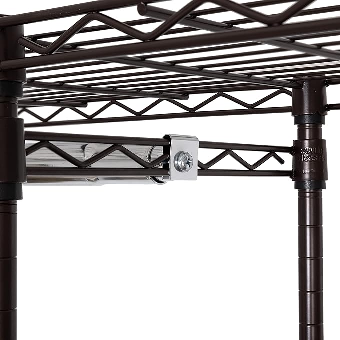 Seville Classics Closet Garment Organizer with Metal Hanging Rod Wardrobe Storage System, w/ Steel Shelves for Clothes, Shirts, Jackets, Coats, Blankets, Shoes, Satin Bronze, Expandable Rack