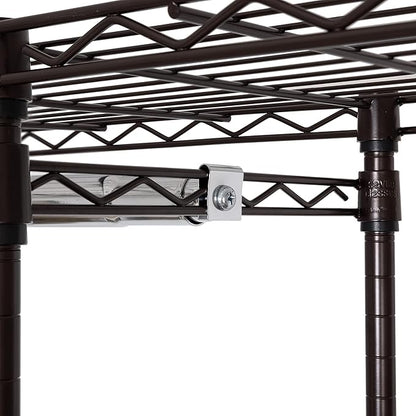 Seville Classics Closet Garment Organizer with Metal Hanging Rod Wardrobe Storage System, w/ Steel Shelves for Clothes, Shirts, Jackets, Coats, Blankets, Shoes, Satin Bronze, Expandable Rack