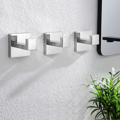 KOKOSIRI Bathoom Towel Hook Wall Mount Square Bath Robe Hook Coat Hook Kitchen Garage Heavy Duty SUS 304 Stainless Steel 3 Pack Polished Chrome B1010CH-P3