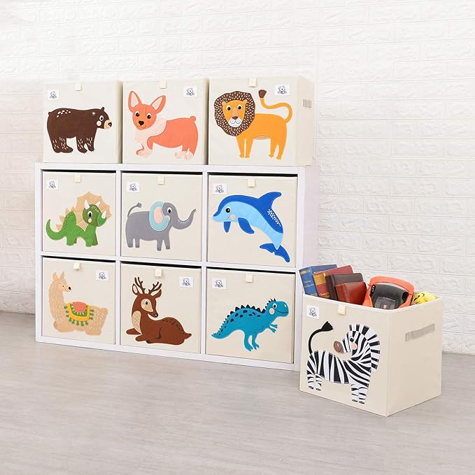 CLCROBD Foldable Animal Cube Storage Bins Fabric Toy Box/Chest/Organizer for Toddler/Kids Nursery, Playroom, 13 inch (Zebra)