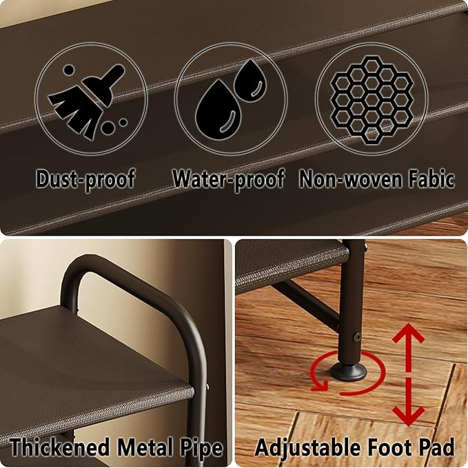 Shoe Rack 4 Tier Long Storage Organizer Wide Metal Shoe Shelf for Closet Entryway Brown