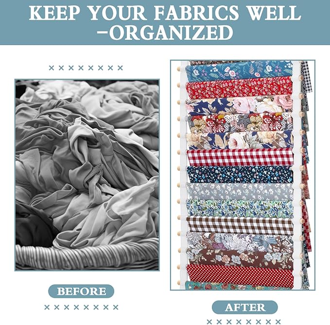 20-Shelf Hanging Wall Fabric Organizer, Over The Door Cloth Organizer with 4 Hooks, Closet Hanging Fabric Storage for Sewing & Quilting Collection(16.5 Inch)