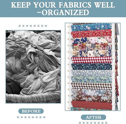20-Shelf Hanging Wall Fabric Organizer, Over The Door Cloth Organizer with 4 Hooks, Closet Hanging Fabric Storage for Sewing & Quilting Collection(16.5 Inch)