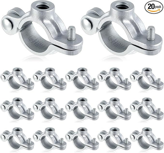 20 Pack 1/2" Split Ring Pipe Hanger for Thread Rod Galvanized Iron Mounting Bracket Support for Tubing Wall Ceiling Mount Combination Industrial Decor