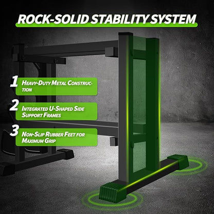 Heavy Duty Dumbbell Rack, Double-Side Extension Holder for Dumbbells & Kettlebells Home Gym Storage Rack