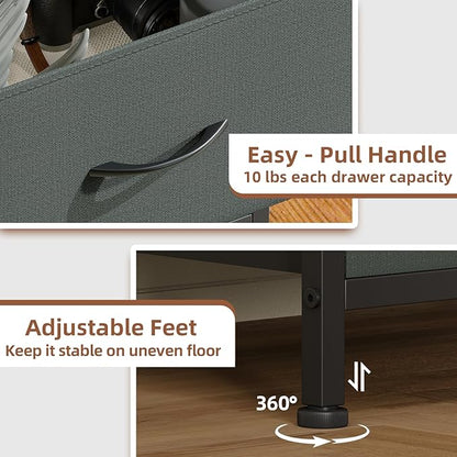 Somdot Nightstand, Small Dresser for Bedroom with 2 Drawers, Bedside Table Night Stand End Table with Fabric Bins for Bedroom Kids Closet Dorm Guest Room, Charcoal Grey