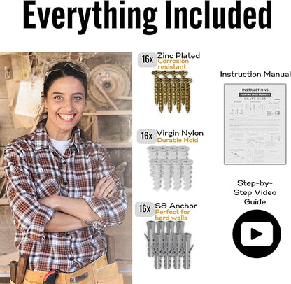 EVALD Heavy Duty Floating Shelf Bracket | 6-Inch Floating Mantel Mount, Blind Shelf Supports, and Anchors | Floating Shelf Hardware for Home and Office Decor | Fireplace Mantel Brackets (4 Pack)