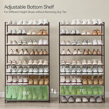 Shoe Rack for Closet, Metal Shoe Organizer, 8 Tier Garage Shoe Rack Max Holds 40 Pairs,Shoe Storage Shelf,Entryway, Bronze