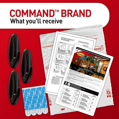 Command Outdoor Large Bronze Hooks, Holds 5 lb, 3 Hooks 4 Strips, Damage-Free, Weather Resistant for Hanging Decor