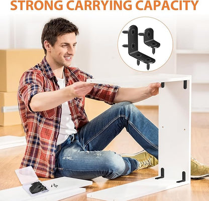 32PCS L Corner Brackets, MAPVOLUT Black Heavy Duty L Brackets for Shelves with 100PCS Screws, Metal Right Angle Shelf Bracket, Metal Corner Brace for Wood Furniture (1.57x1.57in/0.79x0.79in)