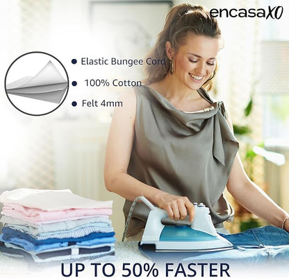 Encasa XO Ironing Board Cover and Pad 49"x18" - 4mm Felt Wide Iron Board Cover with Padding - Heat Resistant, Stain-Safe Dye, Non Slip Elastic Bungee Cord Tightening Iron Table Cover Powder Pink