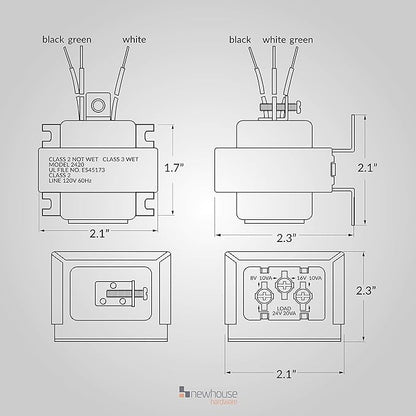Newhouse Hardware 3TRAN Tri-Volt (8vac/10VA, 16vac/10VA or 24vac/20VA) Transformer for for Ring, Nest and Standard Doorbells 1pk