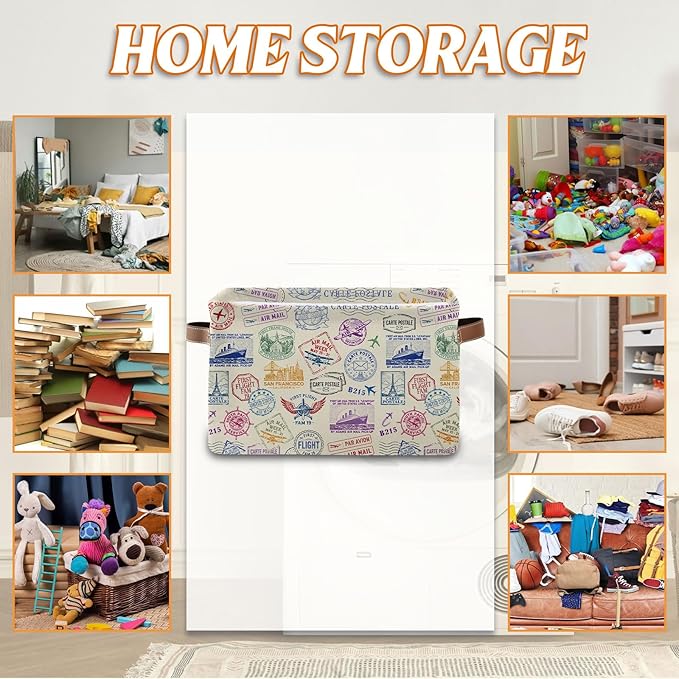 Rectangle Cruise Ship Nursery Storage Basket, Collapsible Storage Box Bin with Handles for Toy, Storage Basket for Friend, Laundry Organizer for Room, Gifts for Chritsmas Thanksgiving 14.9x11x9.4in