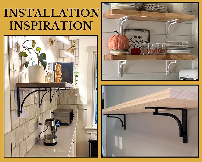 Classic Black Heavy Duty Shelf Brackets 12 inch by Balin Designs– L Bracket, Wall Mounted Support, Extra Wide Bracket, Decorative Shelf Brackets, Fireplace Mantel with Hardware Included, Set of 2