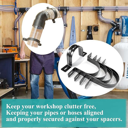 Dust Collection Hose and Pipe Holder Adjustable Hangers Bracket, Don’t Broken Like Plastic After Long Time, Durable Spray Iron, 5 PCS (Black, 4 Inch)