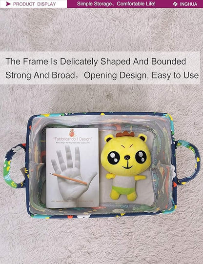 Rectangular Storage Basket Fabric Organizer Bin for Toys,Books,Clothes,Gifts,Pets-Perfect for Home,Office,Nursery,Dorm,Shelf(Rec Forest Dinosaurs)