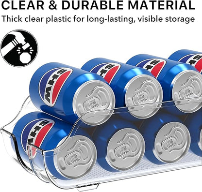 Simple Houseware Soda Can Organizer and Dispenser for Refrigerator / Pantry, Clear, Set of 2
