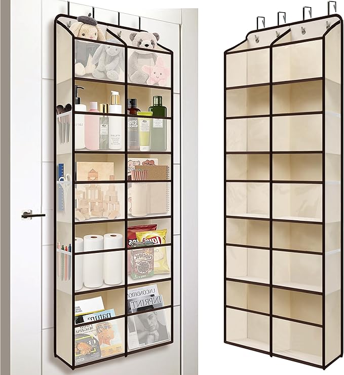 Giraffe Creation Over Door Hanging Organizer with 10 Large Capacity Pockets, Ideal Storage for Closet, Bathroom, Nursery, Bedroom, Dorm, Toys, Cosmetics, and Baby Essentials, White
