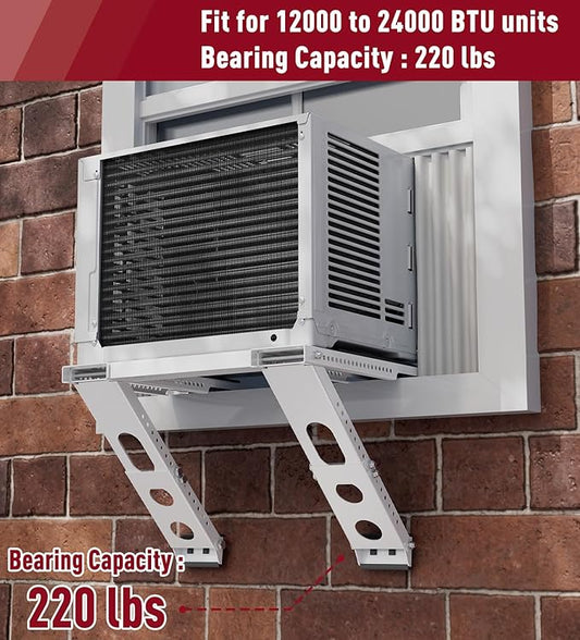 LEOPO Air Conditioner Support Bracket,Fits Single & Double-Hung Windows,Heavy Duty Steel, Holds Up to 220lbs, for 12000-24000 BTU Units