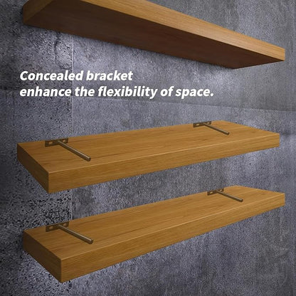 Antrader 4PCS Black Floating Shelf Brackets Blind Hidden Bracket Steel Heavy Duty Wall Shelf Support with Screws and Wall Plugs, Rod Length 7.87"
