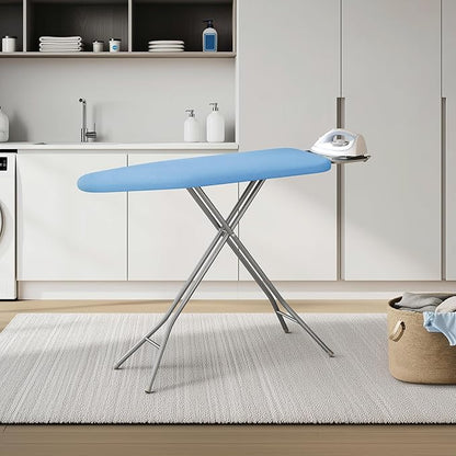 Yaheetech Foldable Ironing Board, Heavy Duty Iron Board with 9 Adjustable Heights, 4 Layer Cover and Safety Iron Rest, 52X14 Compact and Space Save Iron Board for Home Laundry Room Use, Blue