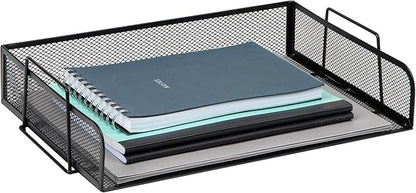 Mind Reader Stackable Paper Tray, Desktop Organizer, File Storage, Office, Metal Mesh, 4 Pcs., Black (Pack of 4)