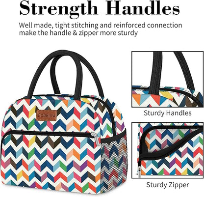Coobiiya Lunch Bag Lunch Box for Women Men, Reusable Cute Lunchbag - Leakproof, Adult Insulated Lunch Box Tote with Large Capacity, Cooler Container for Work, Travel, Office（Pattern）