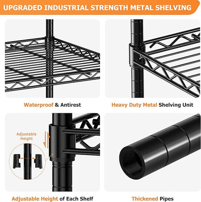 Storage Shelves Heavy Duty, 4 PCS 36" L x 14" W x 72" H Garage Wire Shelving Unit Loads 1750LBS, 5-Tier Adjustable Metal Industrial Utility Shelf Rack for Kitchen, Laundry Room, Warehouse, Basement