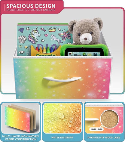 Sorbus Kids Dresser with 4 Drawers - Storage Chest Organizer Nightstand - Steel Frame, Wood Top, Tie-Dye Fabric Bins for Clothes - Wide Furniture for Bedroom, Hallway, Nursery, Closet, & Apartment