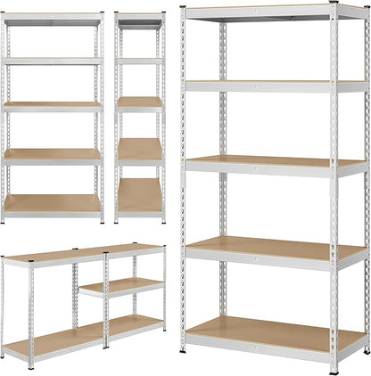 Topeakmart 5-Tier Utility Shelves, Metal Storage Shelves Garage Shelving Unit Adjustable Garage Storage Shelves Storage Racks Heavy Duty Shed Shelving- Silver, 35.5 x 17.5 x 72 Inch