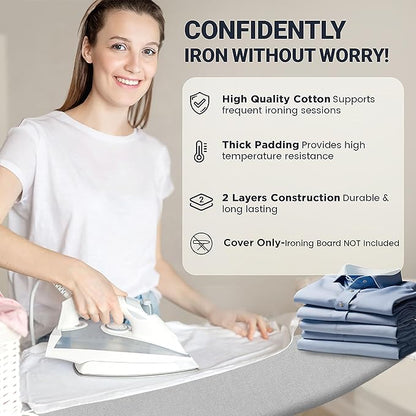 Small Ironing Board Cover and Pad 12.5"x30" Small Iron Board Cover with Padding,Tabletop Mini Ironing Board Cover and Pad Small Size, Cotton Canvas, Heat Resistant, Drawstring Gray