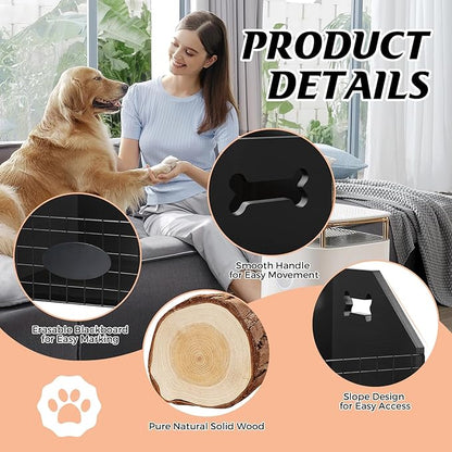 Dog Toy Bin - Large Wooden Dog Toy Box - Organizer & Storage for Puppy Leash, Blanket, Food & Accessories