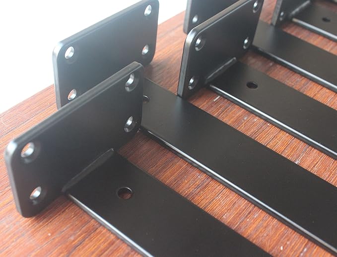 8 Pack - 9 inch Black Hidden L Shelf Bracket (1/5 Inch Thicked) Iron Floating Shelf Brackets Rustic Industrial Metal Brackets for Shelf Support
