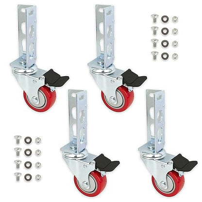4pc - Storage Rack Caster Wheels (Adapts to Boltless Self Locking Shelving Racks) (3" (500 lb. Max Total Capacity))