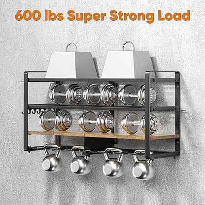 Large Power Tool Organizer with 8 Outlet Charging Station, Loads 600lbs, 4 Layer Heavy Duty Utility Rack Holds 8 Cordless Drills, Wall Mount Tool Battery Garage Storage Shelf, Gift for Men