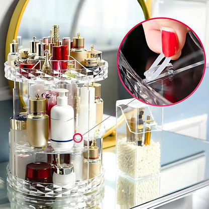 Large Capacity Rotating Acrylic Cosmetic Storage,360 Degree Makeup Organizer Adjustable Cosmetic Storage for Perfume Skincare Jewelry Display Dresser