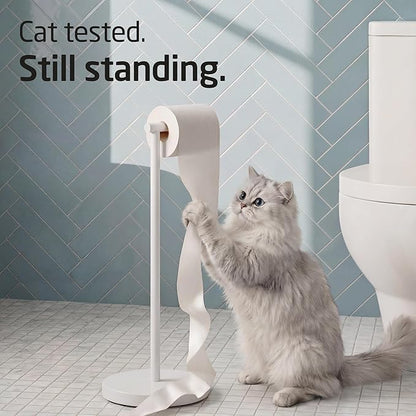 KES White Toilet Paper Holder Stand with Heavy Base, Freestanding Toilet Roll Holder for Bathroom Floor, Stainless Steel, BPH283S1-WH