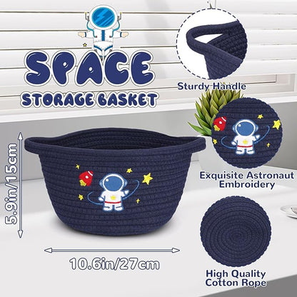 Space Storage Basket, Woven Basket with Handle Small Laundry Basket Organizer for Baby Shower, Blanket, Shelf, Cat Dog Toy Organizer, Gifts Empty, 9"x9"x5" Baskets for Organizing