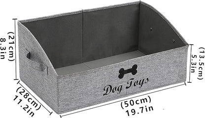 Geyecete Foldable Fabric Trapezoid Organizer Box - Collapsible Basket for Dog Toys (Gray)
