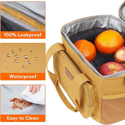 Lifewit Medium Lunch Bag Insulated Lunch Box Soft Cooler Cooling Tote for Adult Men Women, Brown 12-Can (9L)
