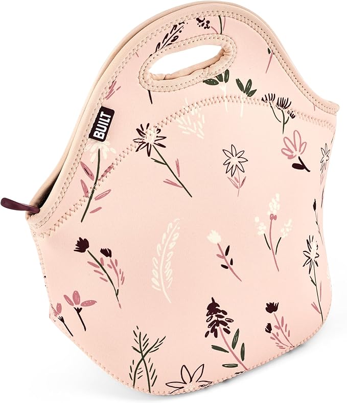 Built Gourmet Getaway Insulated Lunch Bag – Rose Floral Neoprene Tote with Soft Handles & Zipper, Reusable Food Carrier for Work, Travel, Picnics, Mother’s Day Present Lunch Tote