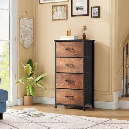 DWVO Dresser with 4 Drawers - Fabric Storage Tower, Organizer Unit for Living Room, Hallway, Closets