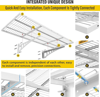 1.64x4ft 2Pack Wire Shelving Unit Heavy Duty Garage Storage Shelves Wall Mounted White 560lbs Load Capacity（20-inch-by-48-inch）