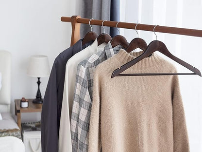 StorageWorks Wooden Coat Hanger, Wood Clothes Hangers, Walnut Brown, 0.5" T (20 Pack)
